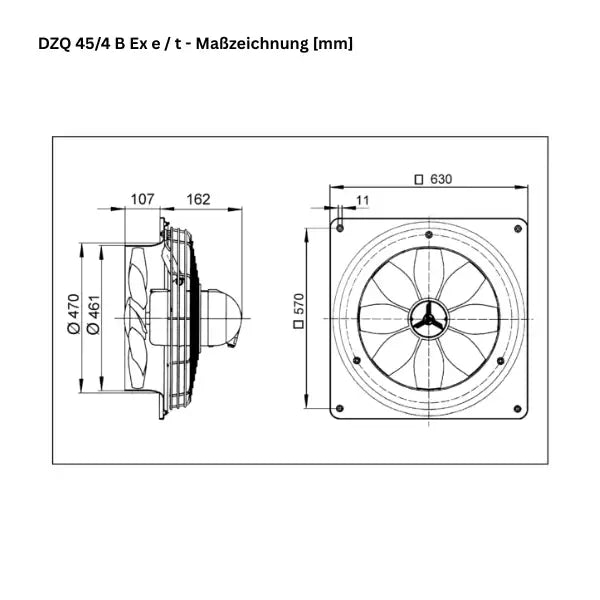 ATEX - Axial-Wandventilator - MAICO - DZQ 45/4 B Ex e - DZQ 45/4 B Ex t