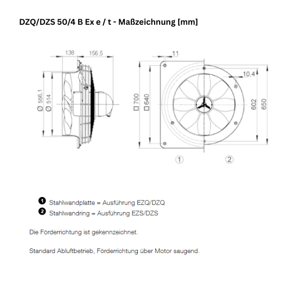 ATEX - Axial-Wandventilator - MAICO - DZQ/DZS 50/4 B Ex e - DZQ/DZS 50/4 B Ex t