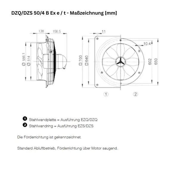 Atex - ventola a parete assiale - Maico - DZQ/DZS 50/4 B EX E - DZQ/DZS 50/4 B EX T