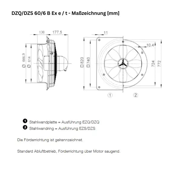 ATEX - Axial wall fan - MAICO - DZQ/DZS 60/6 B Ex e - DZQ/DZS 60/6 B Ex t