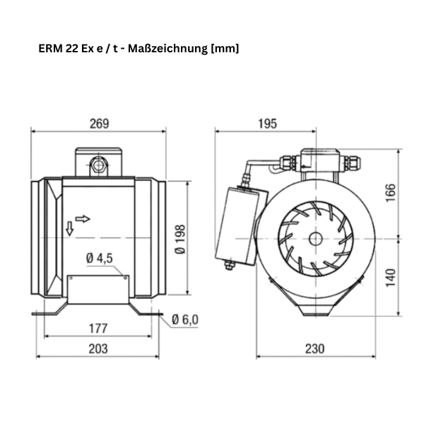 ATEX - Semi-radial inline fan - MAICO ERM 22 Ex e / ERM 22 Ex t