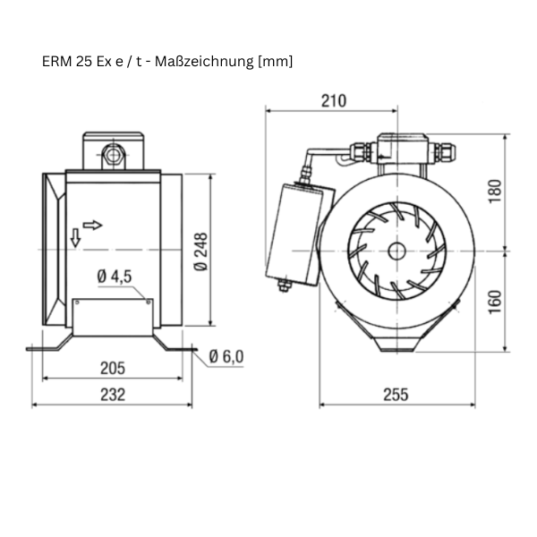 ATEX - Ventilatore semiradiale in linea - MAICO ERM 25 Ex e / ERM 25 Ex t
