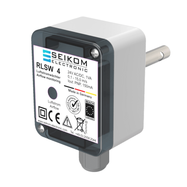 Misuratore di portata compatto RLSW4R con uscita a relè (NO), campo di misura gas 0,1 ... 15 m/s
