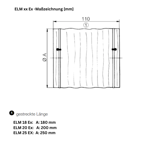Elastische Manschette ELM xx Ex, passend zu Halbradial-Rohrventilator ERM xx Ex