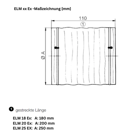 Elastische Manschette ELM xx Ex, passend zu Halbradial-Rohrventilator ERM xx Ex