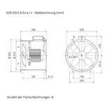 ATEX - Axial-Rohrventilator -  MAICO DZR 20/2 B Ex e / DZR 20/2 B Ex t
