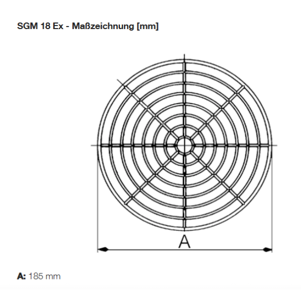 Schutzgitter SGM 18 Ex, passend zu Halbradial-Rohrventilator ERM 18 Ex
