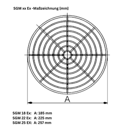 Schutzgitter SGM xx Ex, passend zu Halbradial-Rohrventilator ERM xx Ex