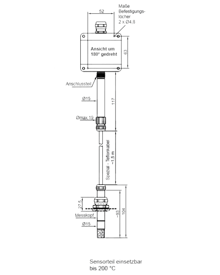 HumiGuard® HT201 - Feuchtigkeits- und Temperaturtransmitter, Industrie-Transmitter zweigeteilt, Hochtemperatur
